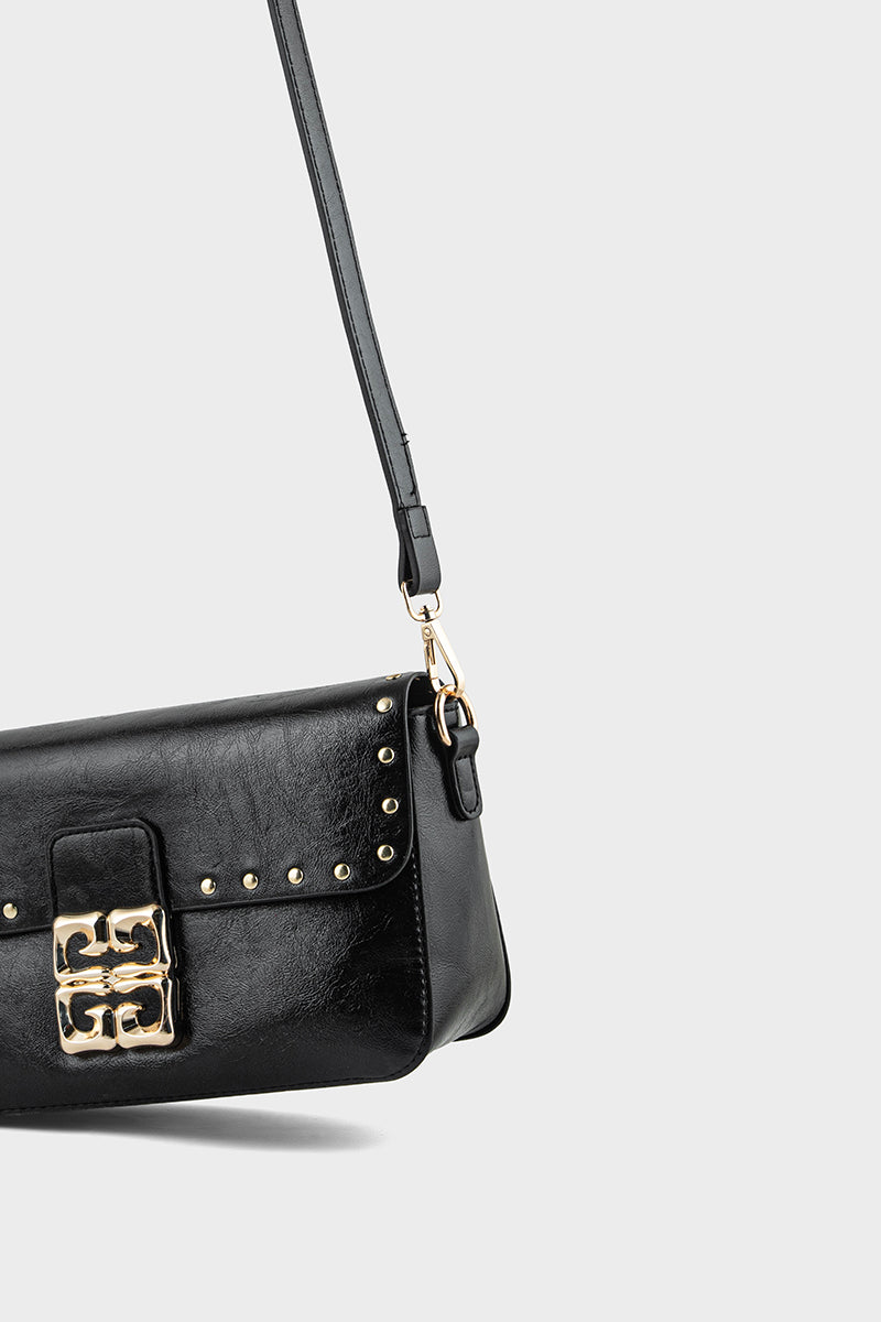 Fuzzyfreezy Black Studded Crossbody