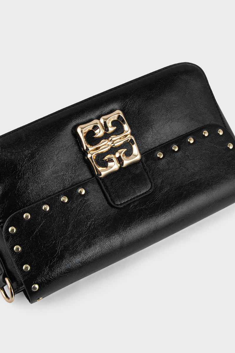 Fuzzyfreezy Black Studded Crossbody