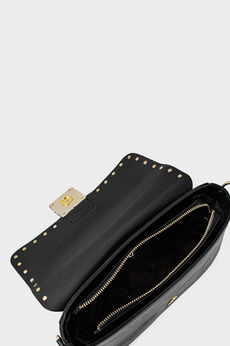 Fuzzyfreezy Black Studded Crossbody